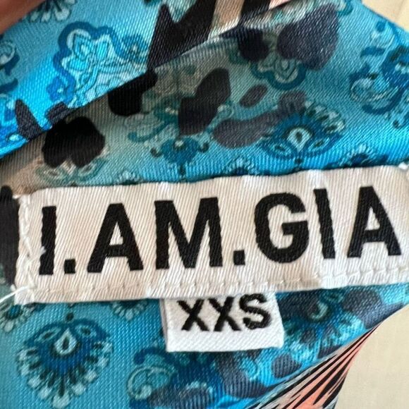 Iam Gia isabella knockoff leopard blue cutout crop top size xxs - Picture 4 of 7